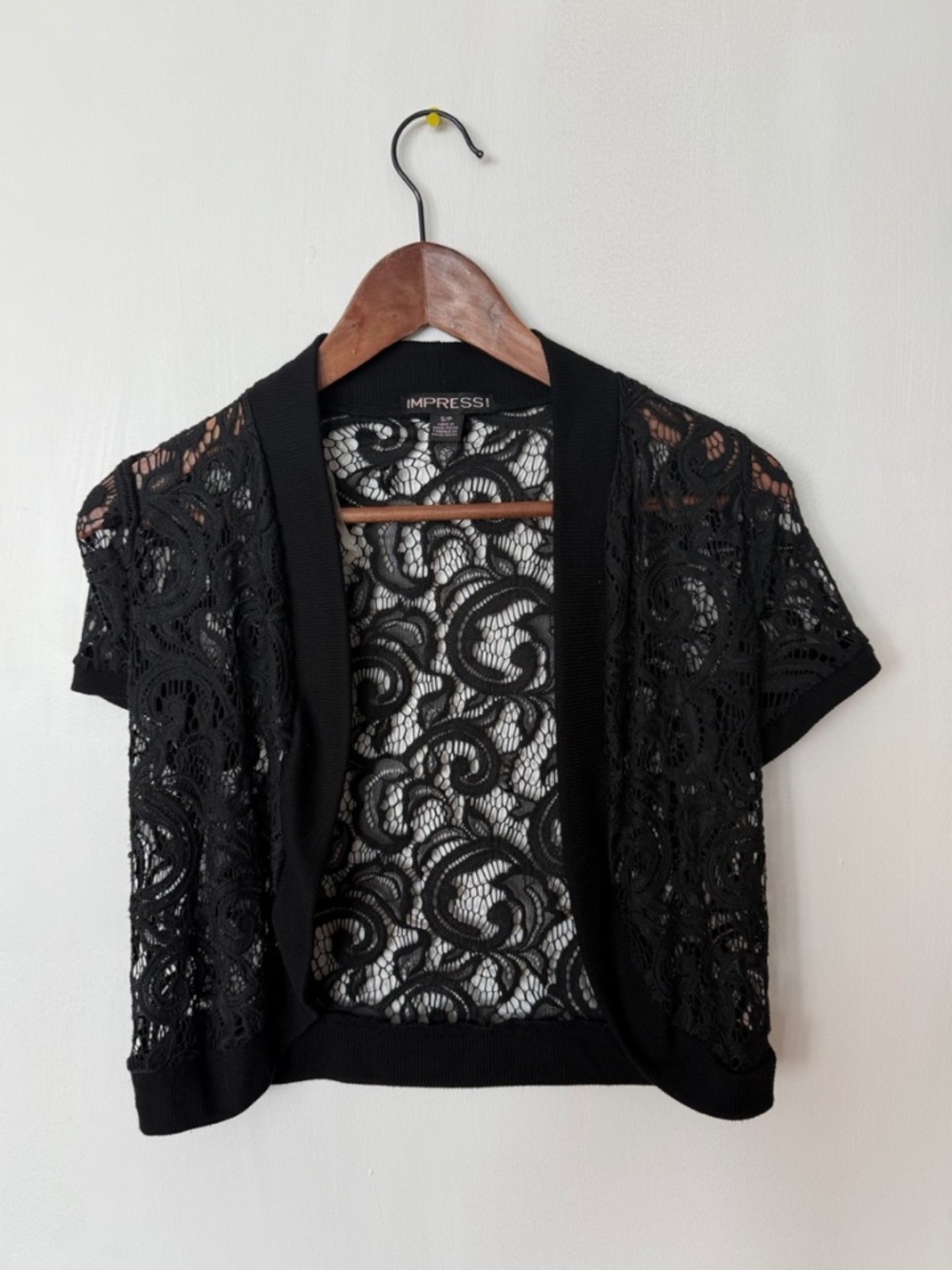 Vintage Black Lace Bolero | Open Front | Size S / M